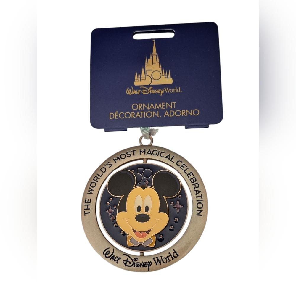 Walt Disney World 50th Anniversary Disc Ornament Spinner Christmas Holiday NEW